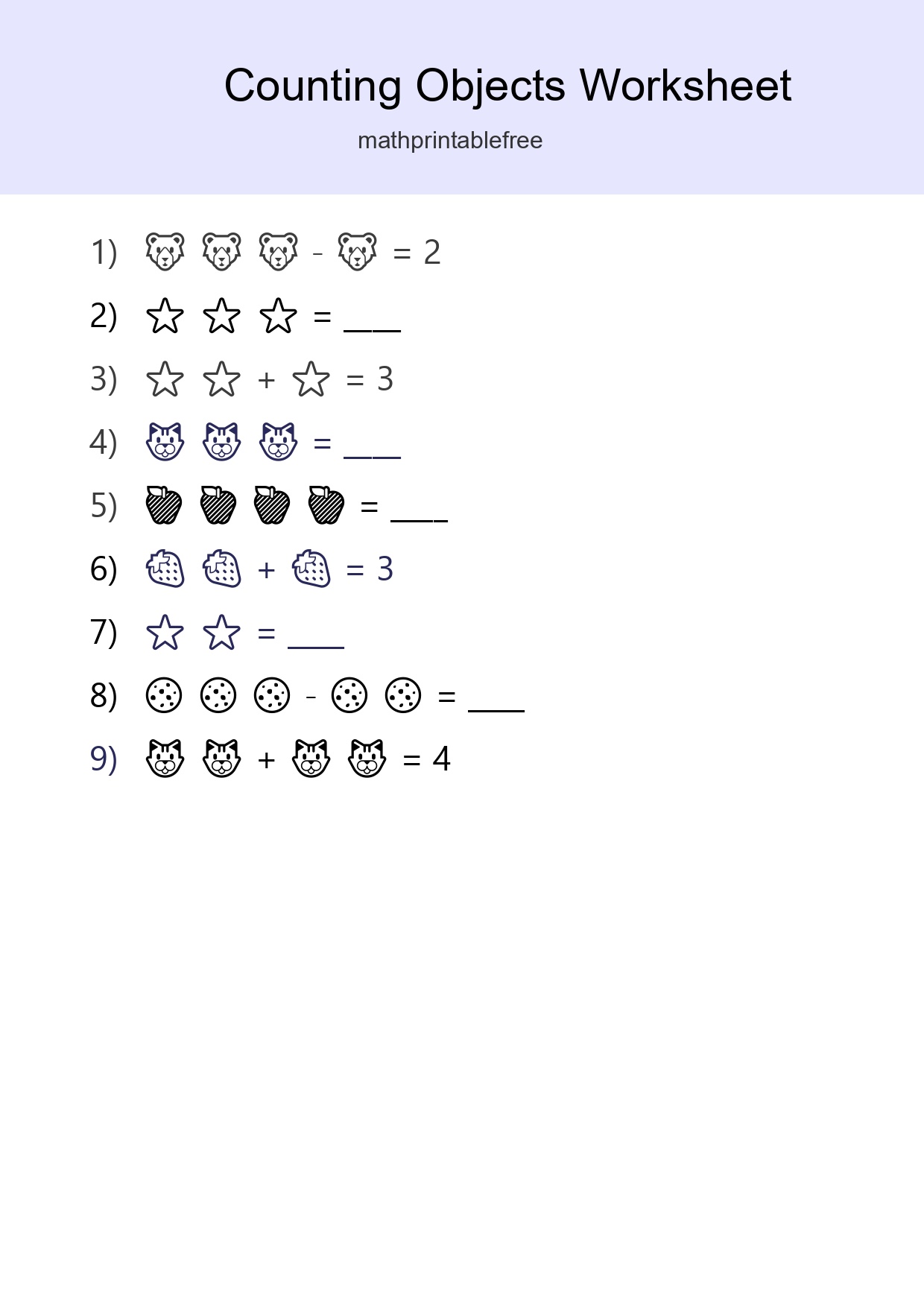 Pre-K Count The Objects Worksheet - Part 3